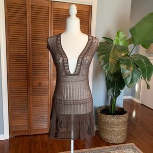Lucky Brand Brown Crochet Swim Coverup